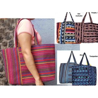 Guatemalan cotton handwoven striped tote shopping bag