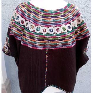 Vintage black unique Guatemala handmade weaved -Joyabaj huipil