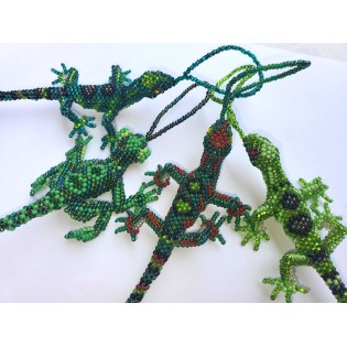 Czech Glass Hand Beaded Lizard Ornament -Hanging decor-