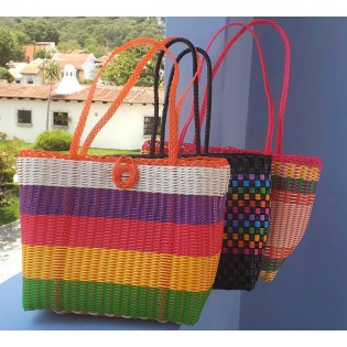 Woven Guatemalan Plastic market Bag - Recycled plastic basket