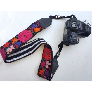 Guatemalan handmade adjustable embroidered floral camera