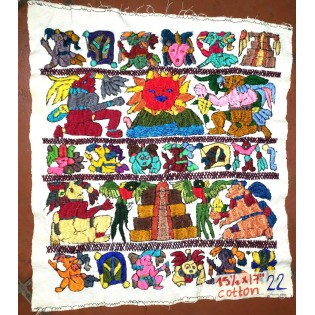 Handmade Silk hanging embroidered Guatemalan wall decor "Mayan Calendar" tapestry