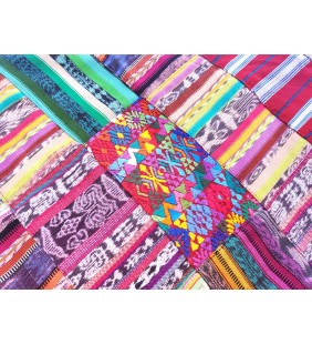 Guatemalan multicolor Patchwork Quilt Huipil throw