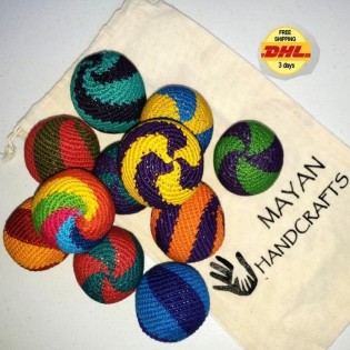 Crocheted cotton Hacky sacks juggling balls Guatemala antistress -Spiral-