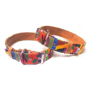 Guatemalan handmade cotton leather collar