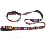 Guatemalan multicolor hand woven Dog Collar + Leash