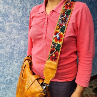 Guatemalan handmade beaded floral camera/bag strap