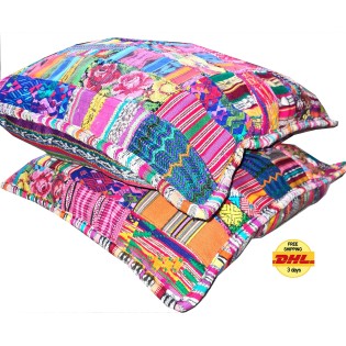 Guatemalan Decorative Patchwork Cotton Pillow Cover