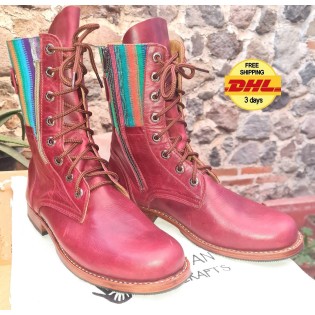 Handmade Guatemalan authentic leather Lace Up boots customizable